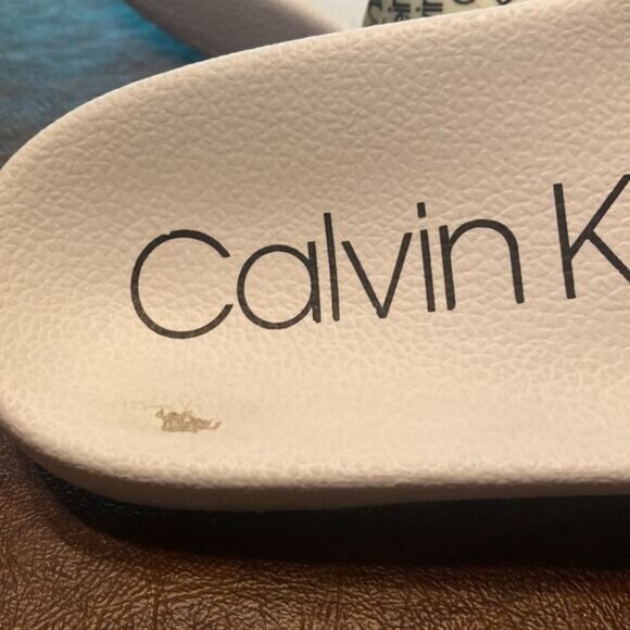 Calvin Klein Womens Logo Slide Sandals Size 7 White - Picture 4 of 6
